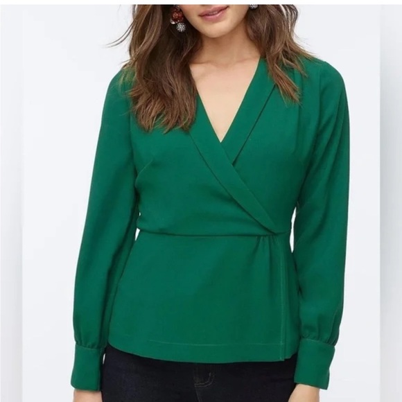 JCrew 365 Crepe Wrap Long Sleeve Blouse - Picture 1 of 9